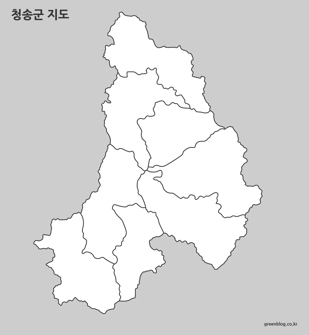 청송군 윤곽선 지도