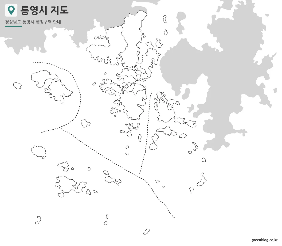 통영시 윤곽선 지도