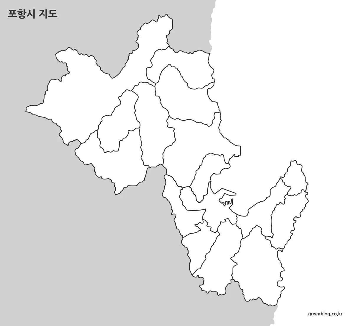 포항시 윤곽선 지도