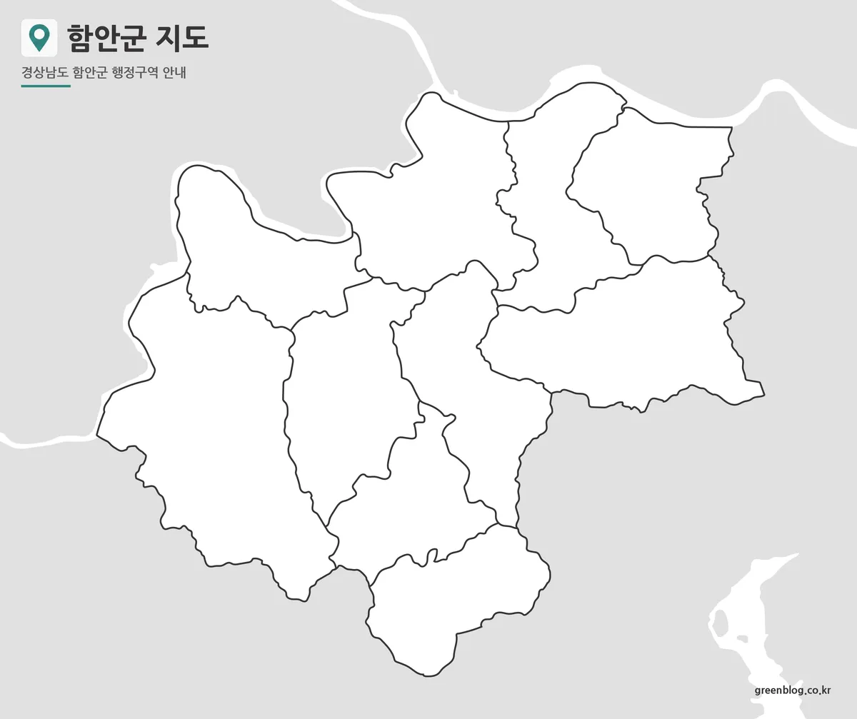 함안군 행정구역 윤곽선 지도