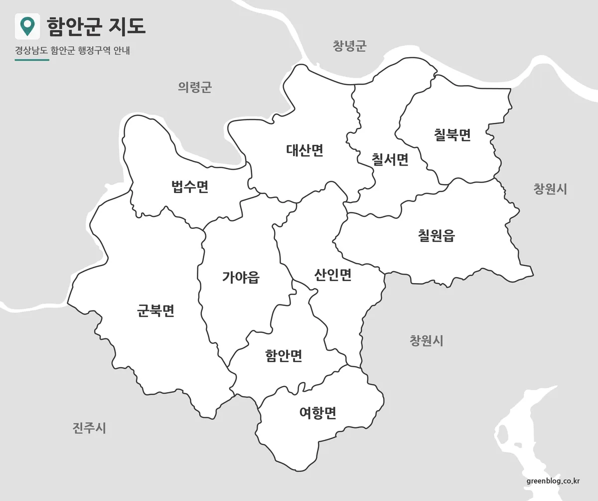 함안군 기본 행정구역 지도