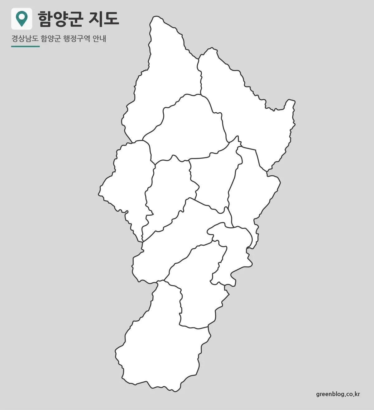 함양군 행정구역 윤곽선 지도