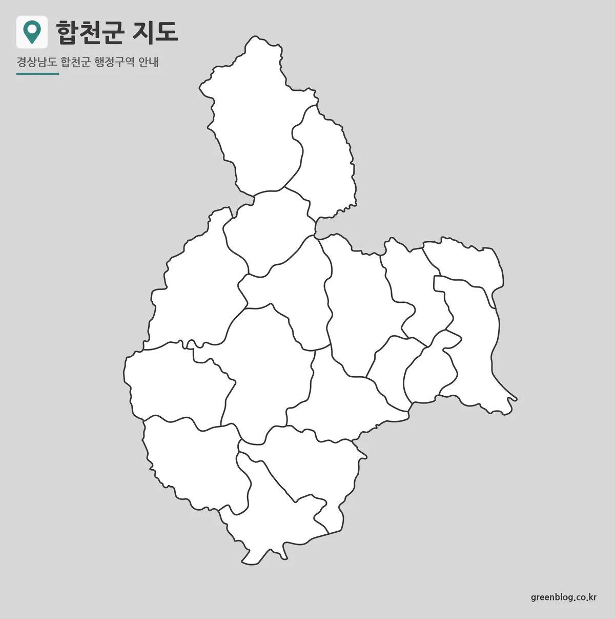 합천군 윤곽선 지도