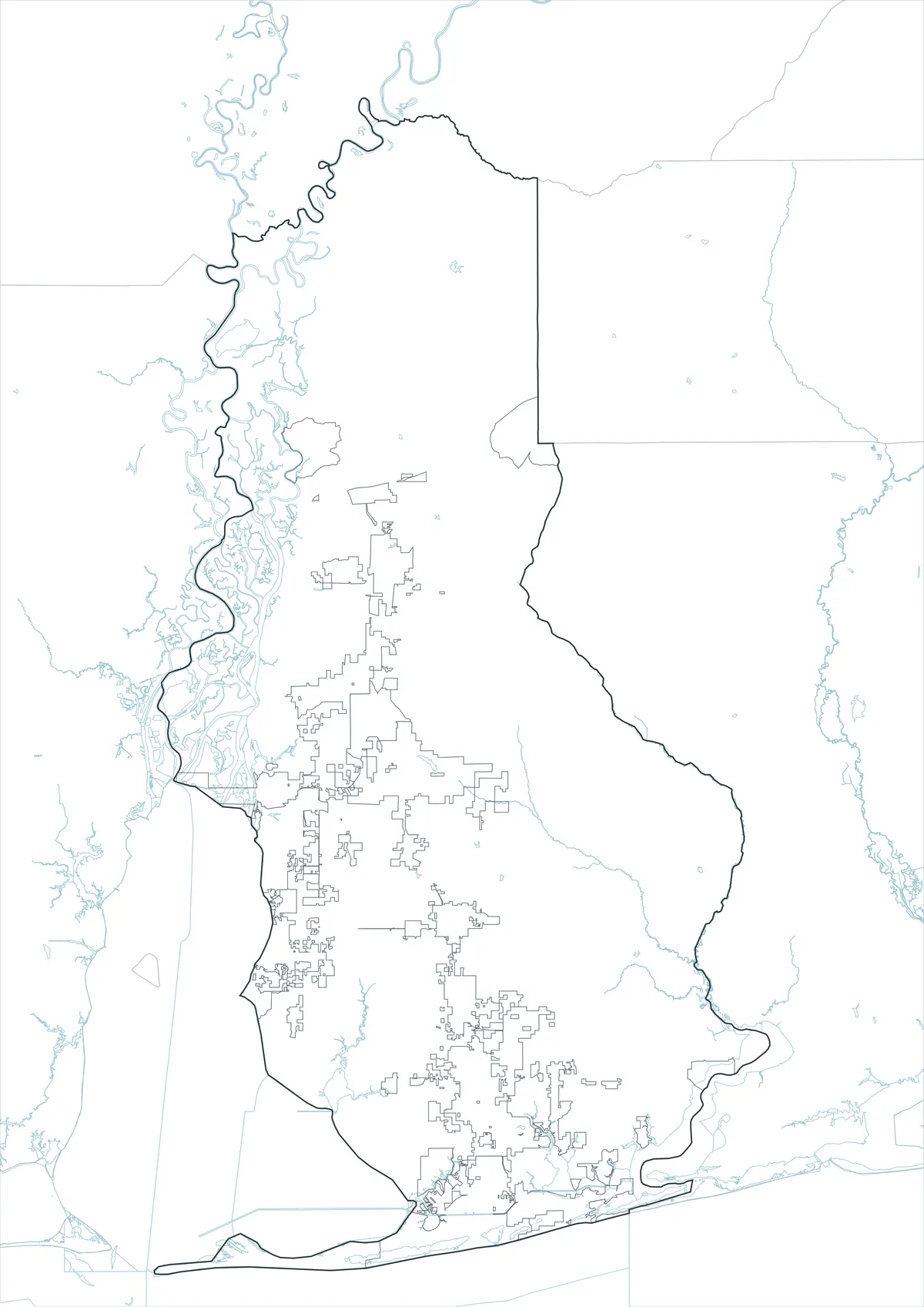 Baldwin County Map outline version without labels or color fills