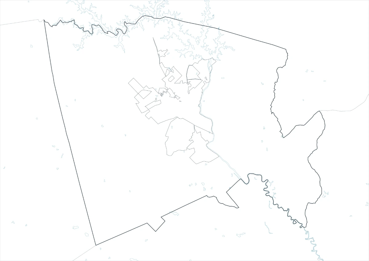 Baldwin County outline map with boundary lines and no labels