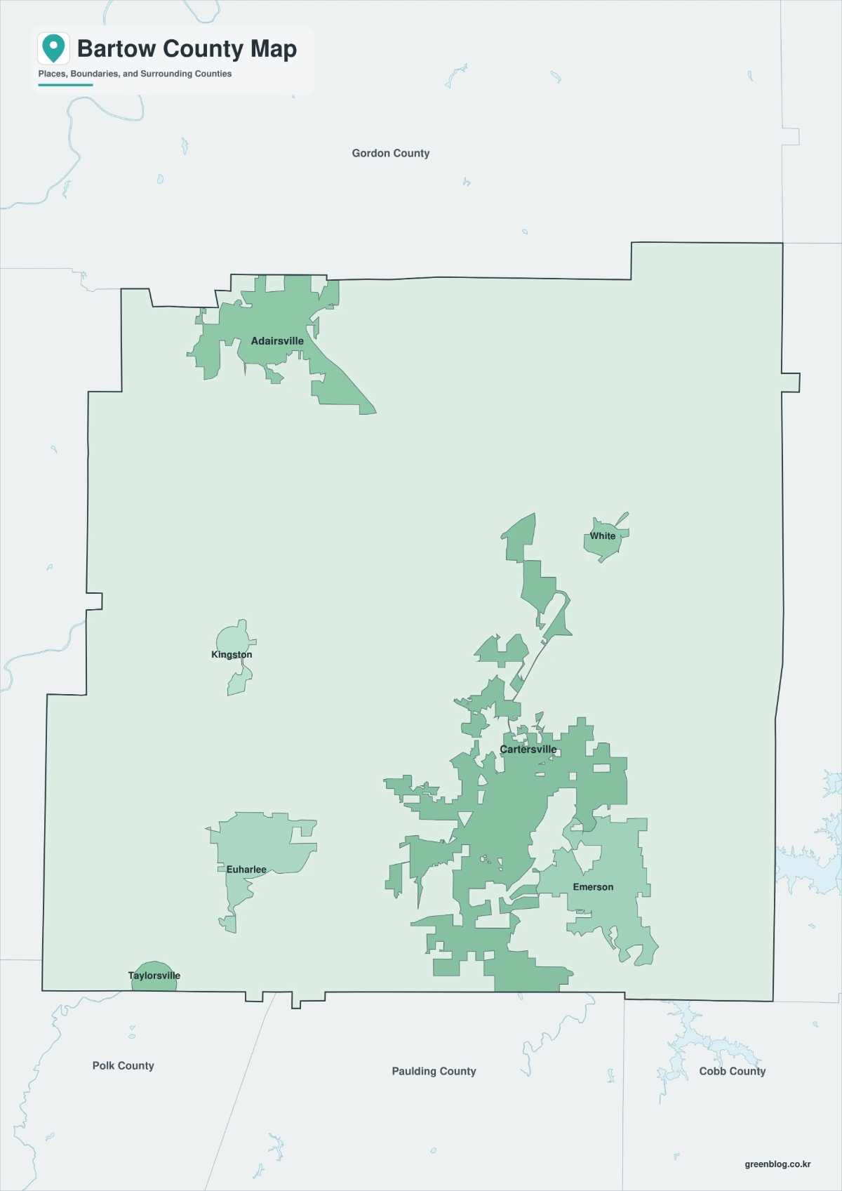 Bartow County map featured image with color black and white and outline versions
