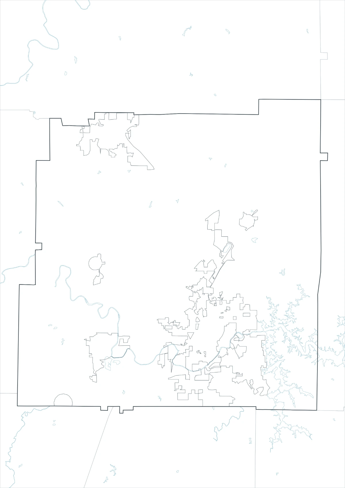 Bartow County map outline version with internal boundary lines