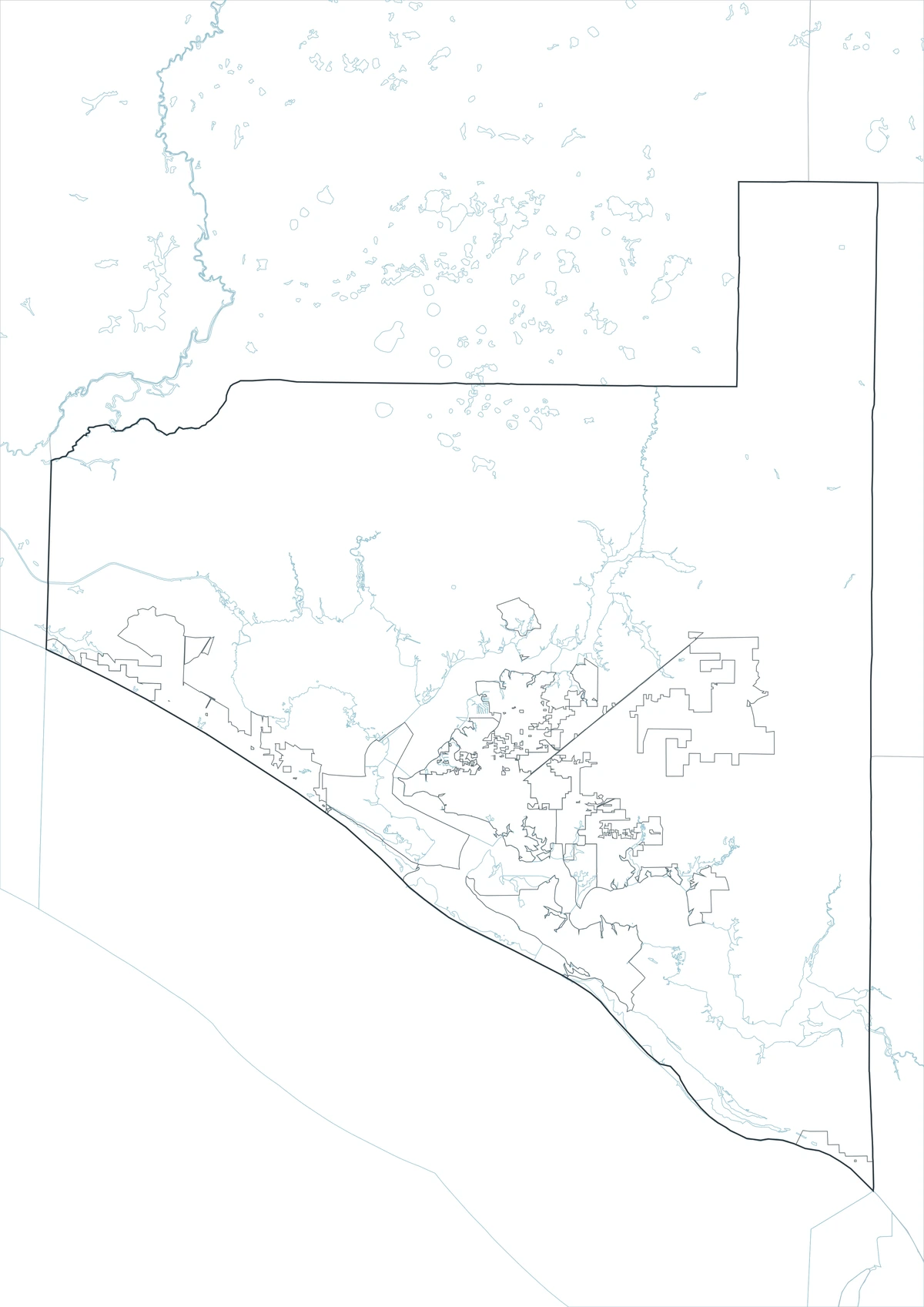 Blank outline map of Bay County Florida