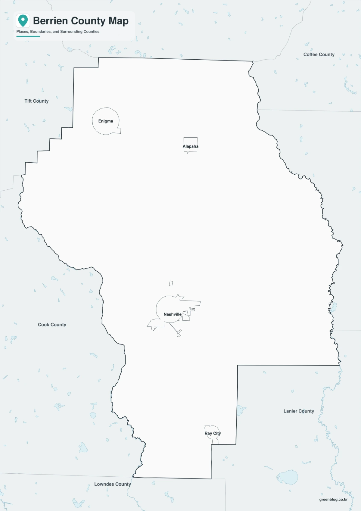 Berrien County map black and white version with adjacent counties