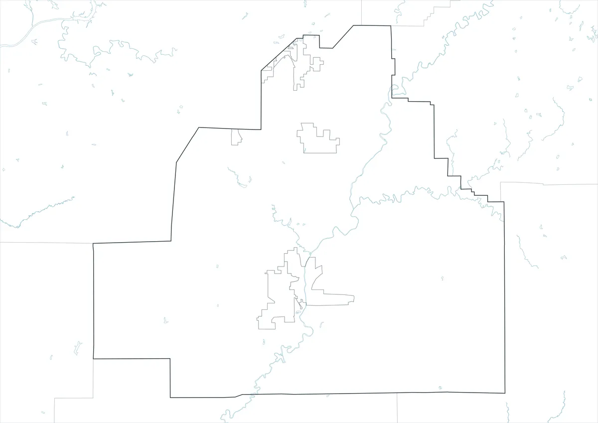 Bibb County Map outline version without labels or color fills