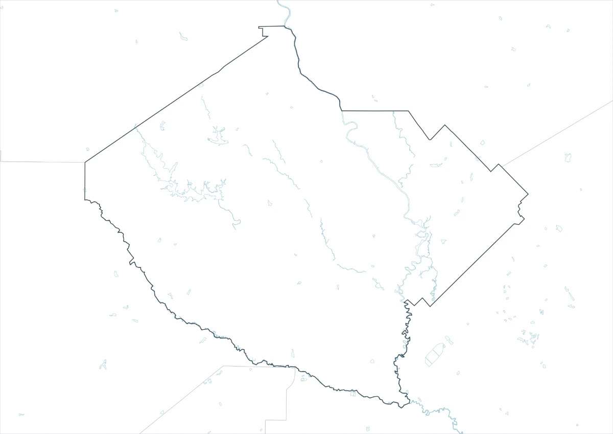 Bibb County map outline version with county and internal boundary lines