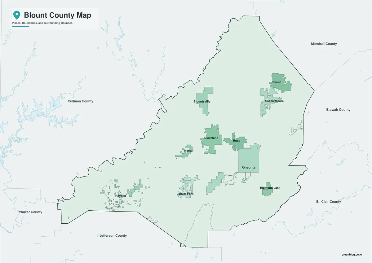Blount County Map Color Black and White and Outline A3 JPG set