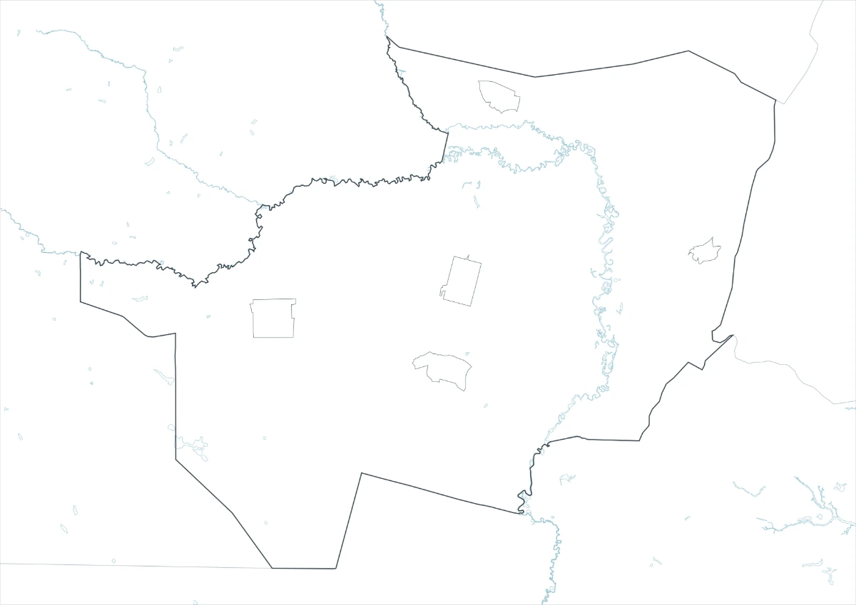 Brantley County map outline version with county and internal boundary lines