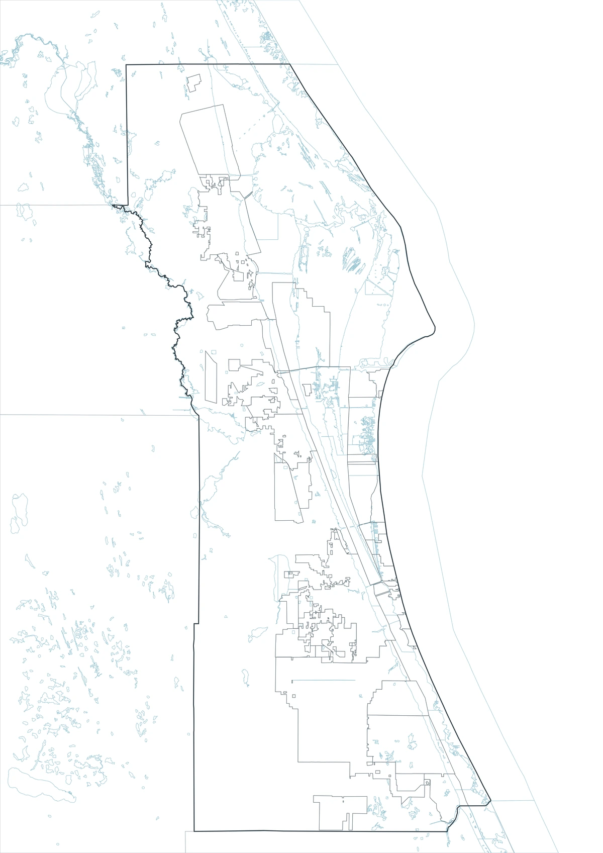 Blank outline map of Brevard County Florida