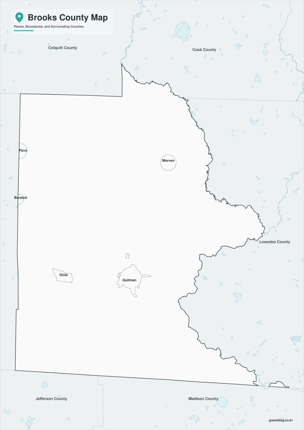 Brooks County map black and white version with adjacent counties
