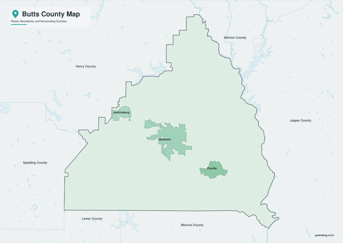 Butts County map featured image with color black and white and outline versions