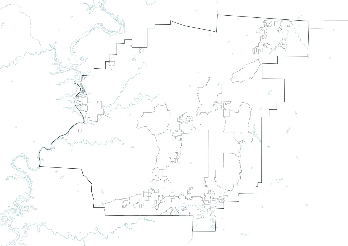Calhoun County Map outline version without labels or color fills