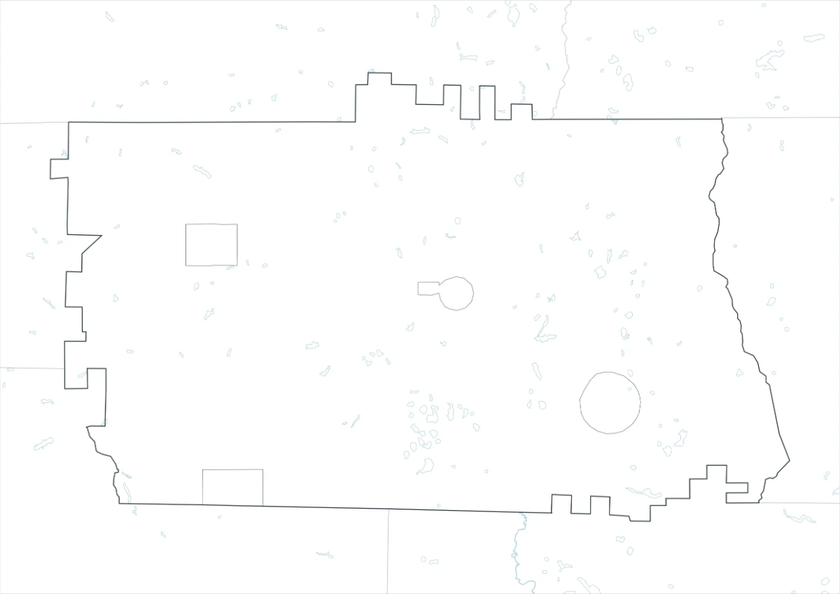 Calhoun County map outline version with county and internal boundary lines