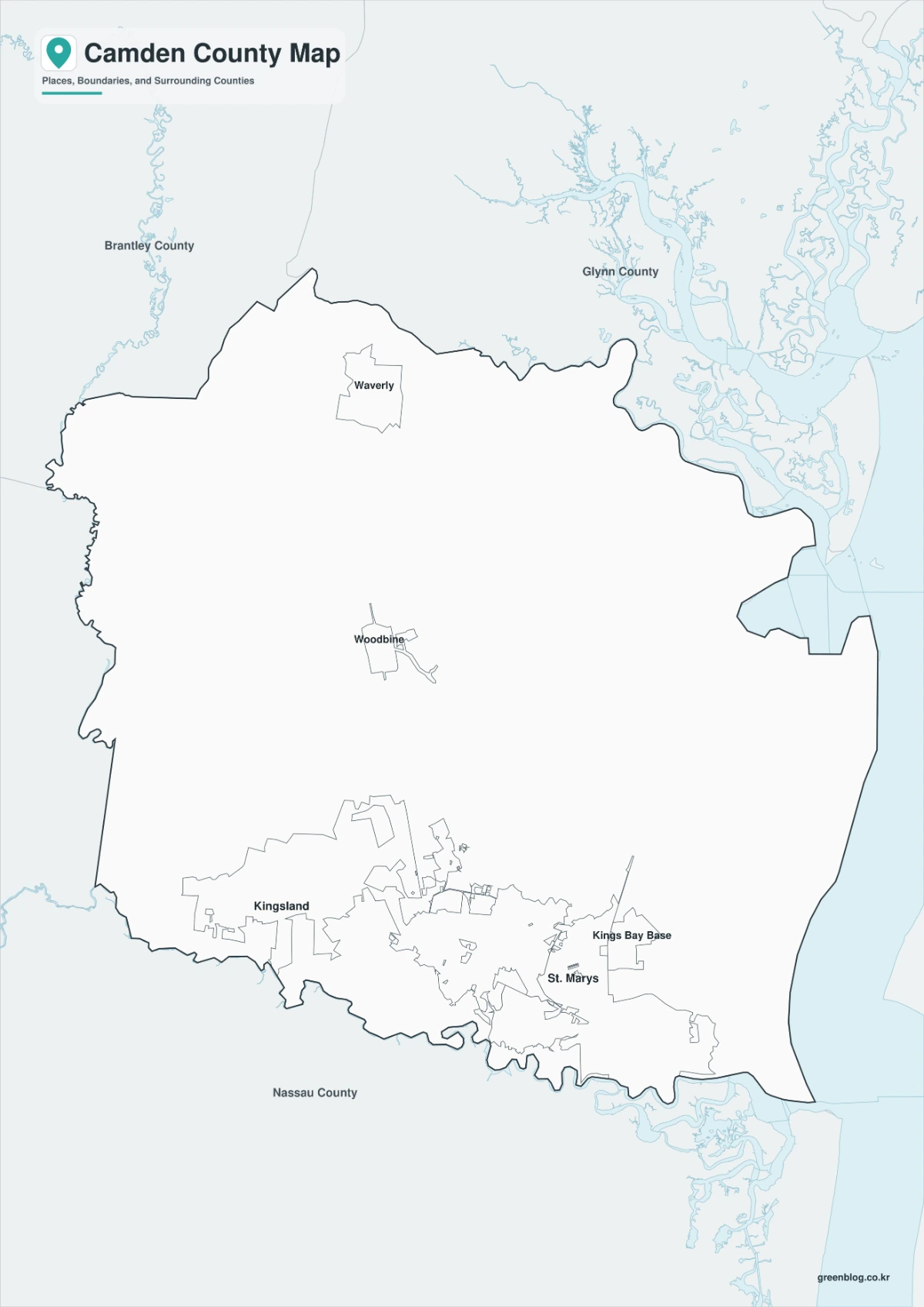 Camden County map black and white version with adjacent counties