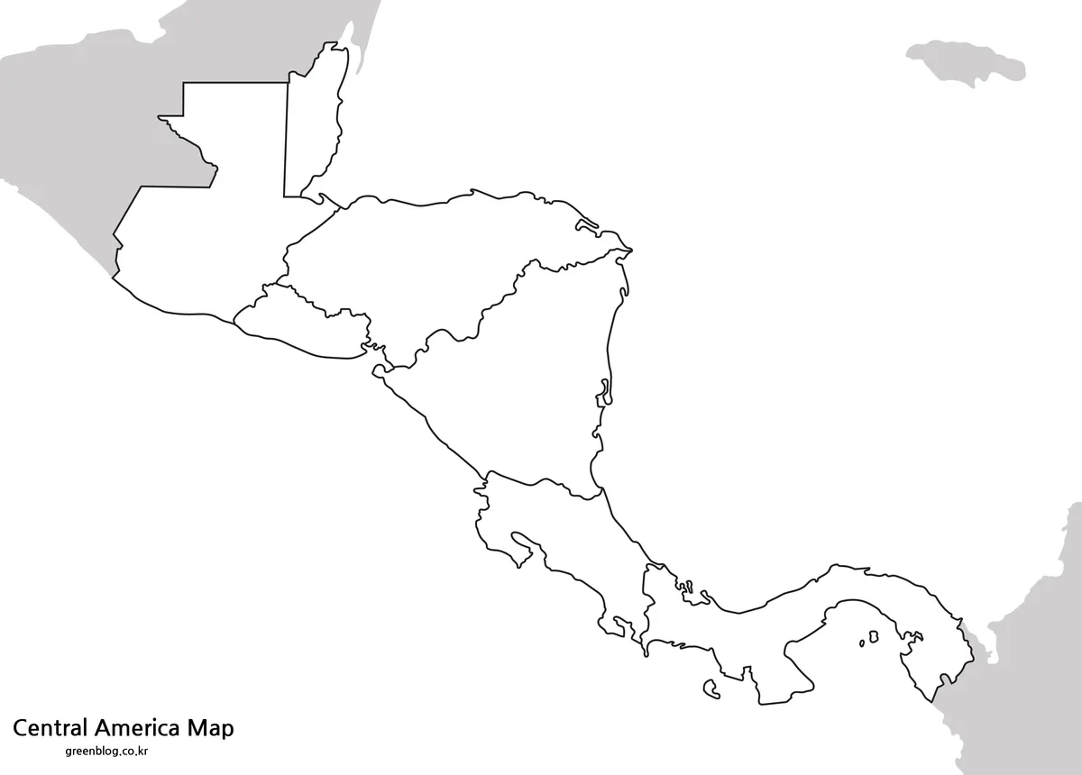 Central America outline map with country borders for editing and classroom use.
