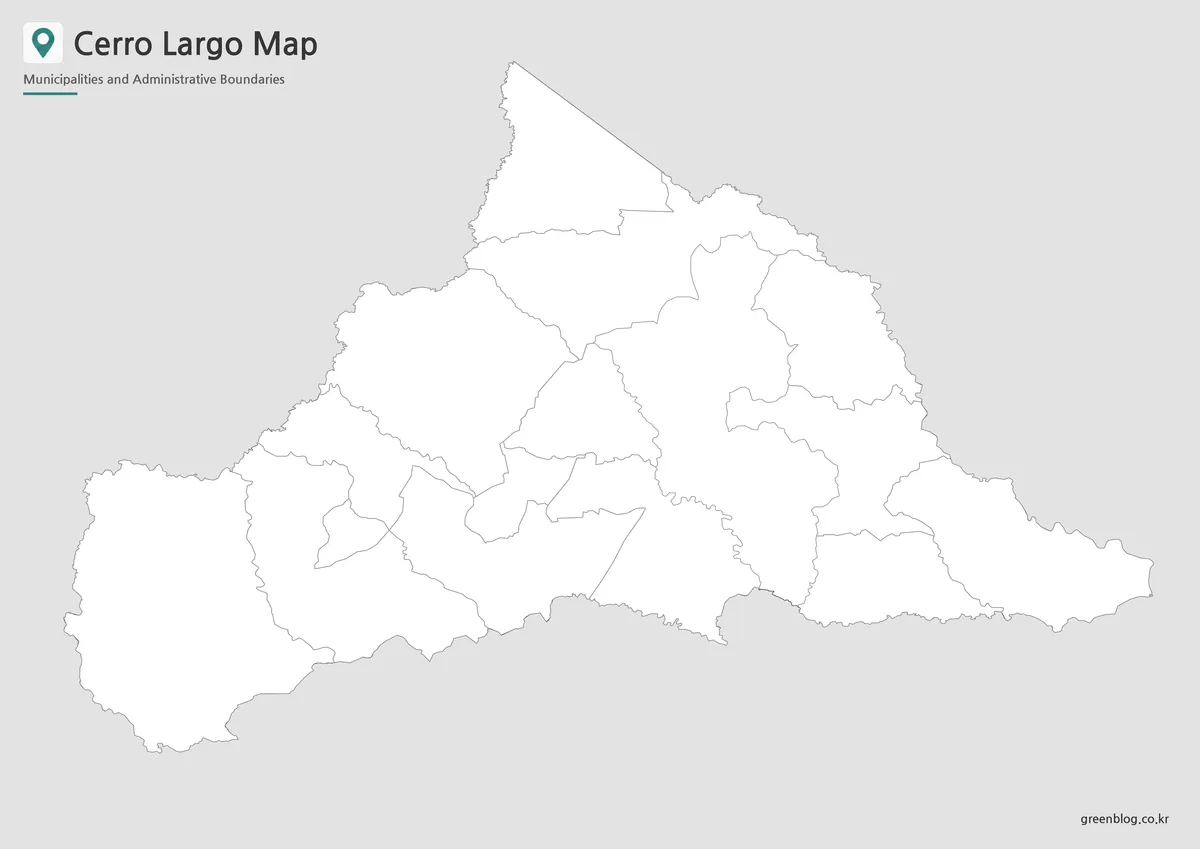 Cerro Largo outline map with internal boundary lines for classroom and graphic editing projects