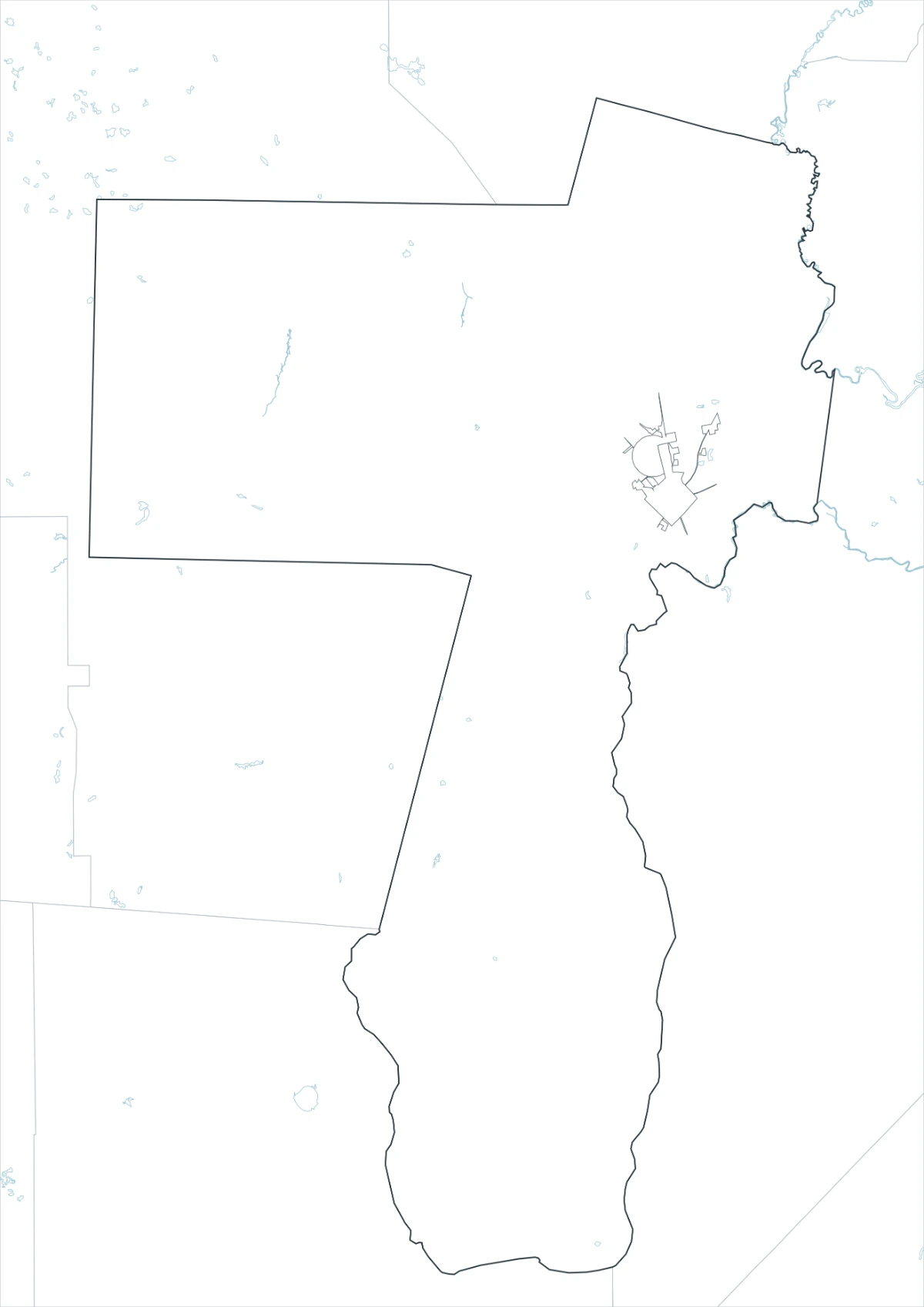 Charlton County map outline version with county and internal boundary lines