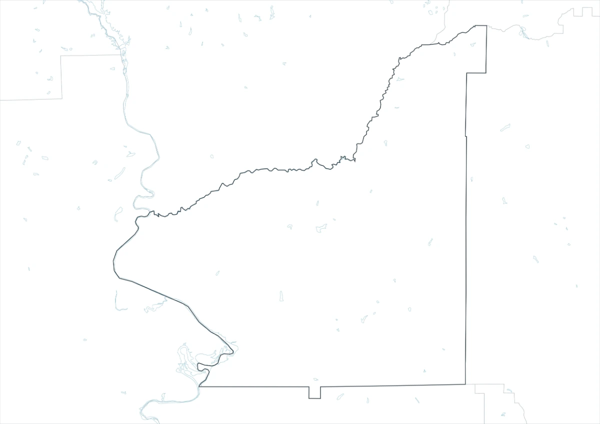 Chattahoochee County map outline version with county and internal boundary lines