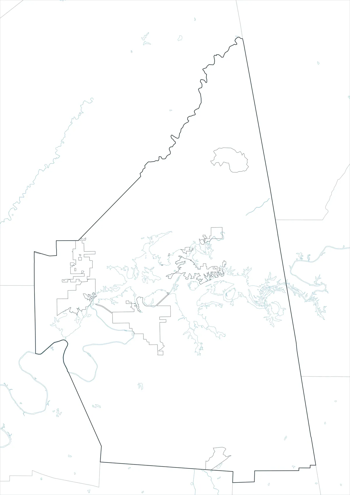 Cherokee County Map outline version without labels or color fills