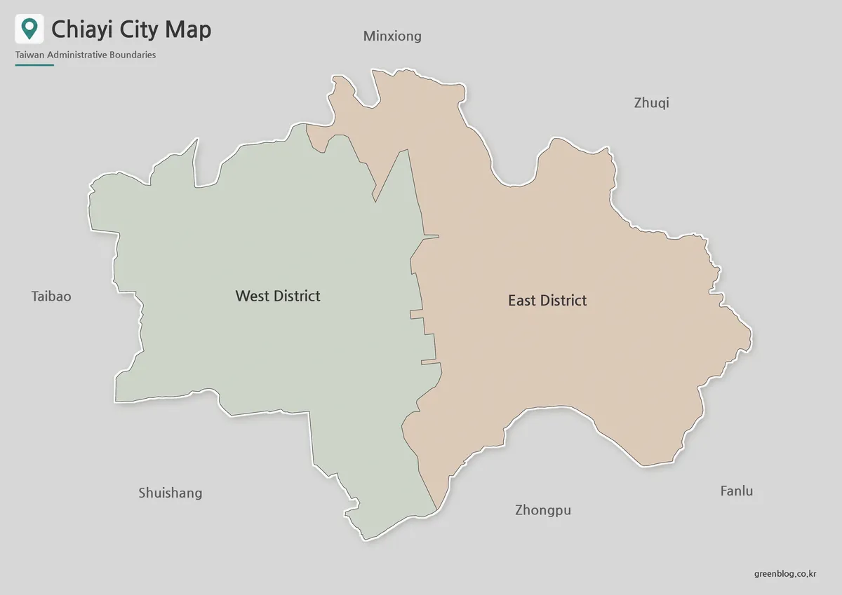 Chiayi City map collection showing East District and West District boundaries