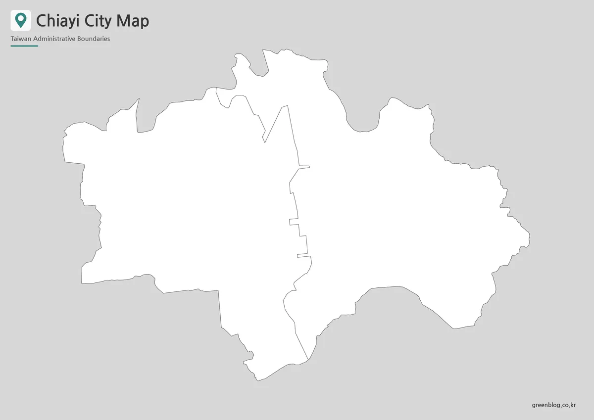 Chiayi City outline map with East District and West District boundary lines