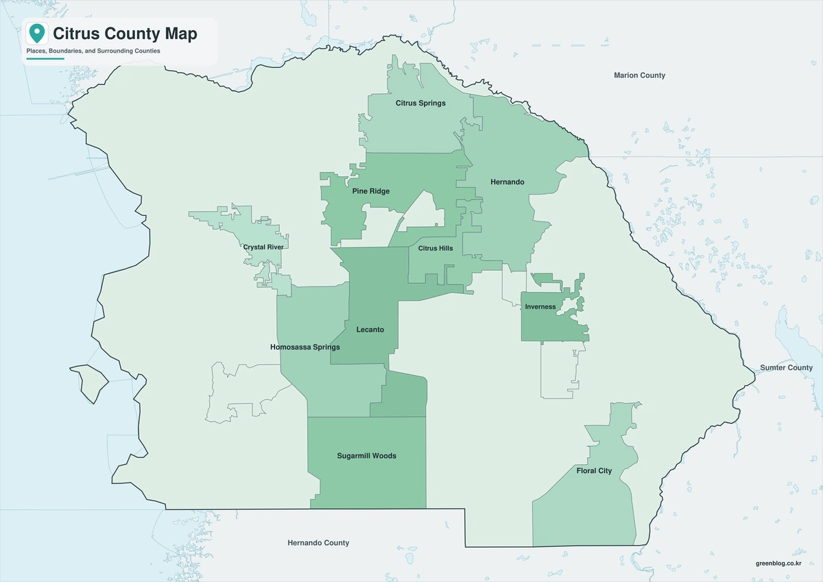 Citrus County Florida map with color black-and-white and outline versions