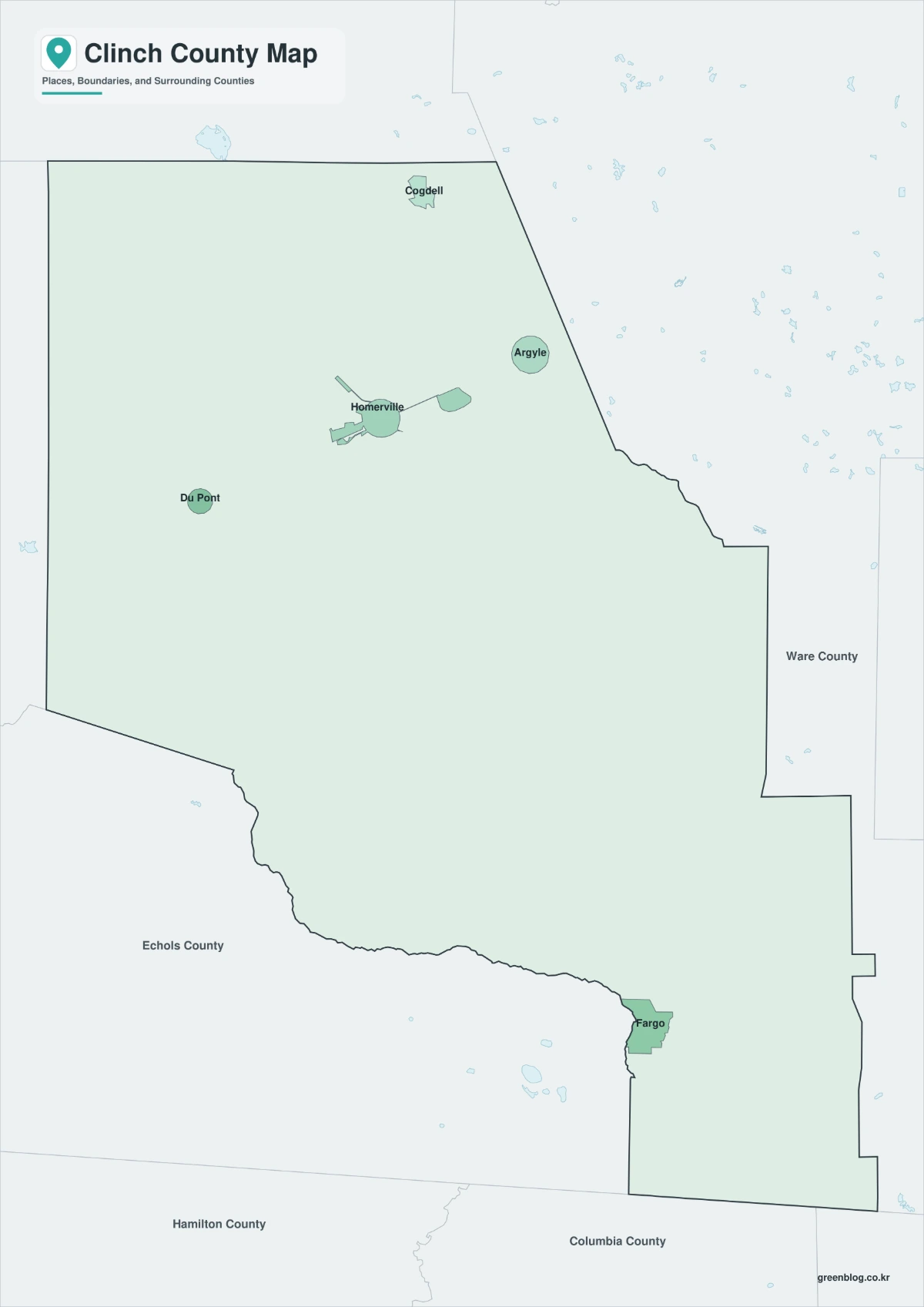Clinch County map featured image with color black and white and outline versions