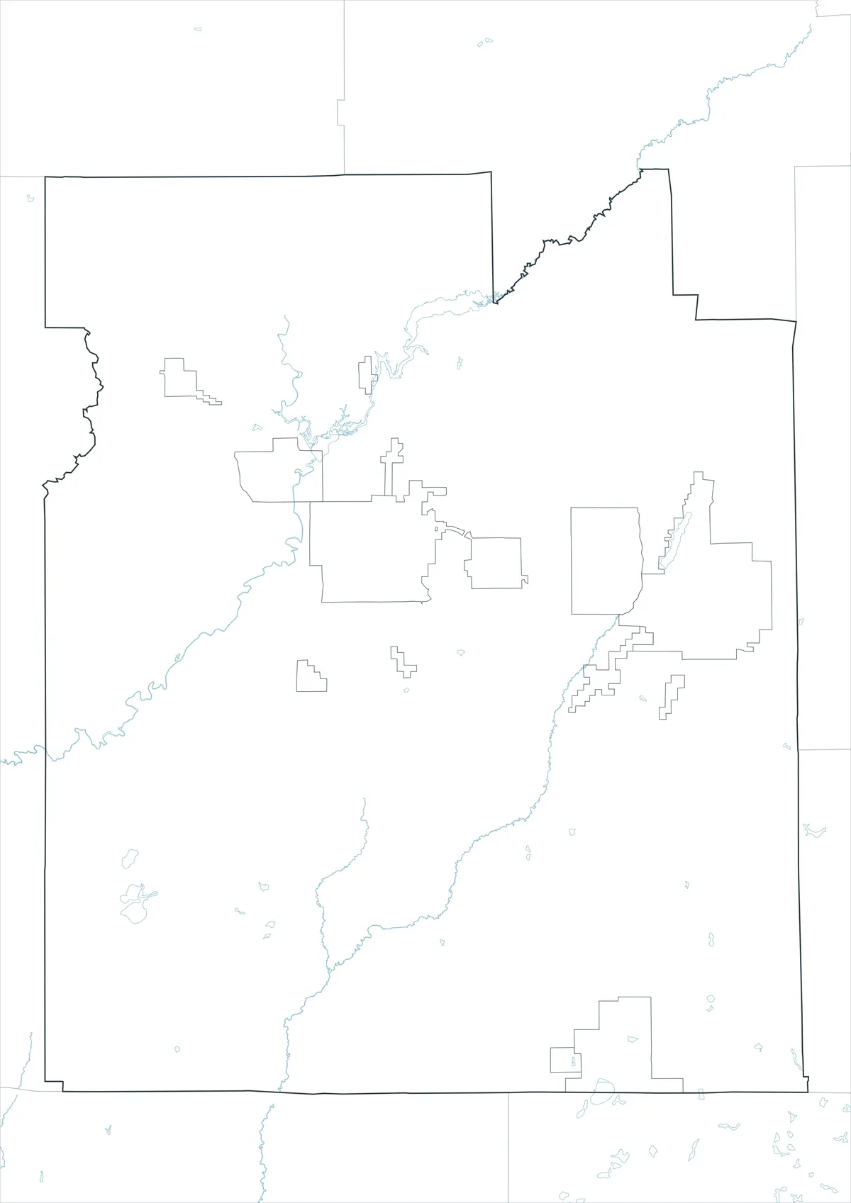 Covington County Map outline version without labels or color fills