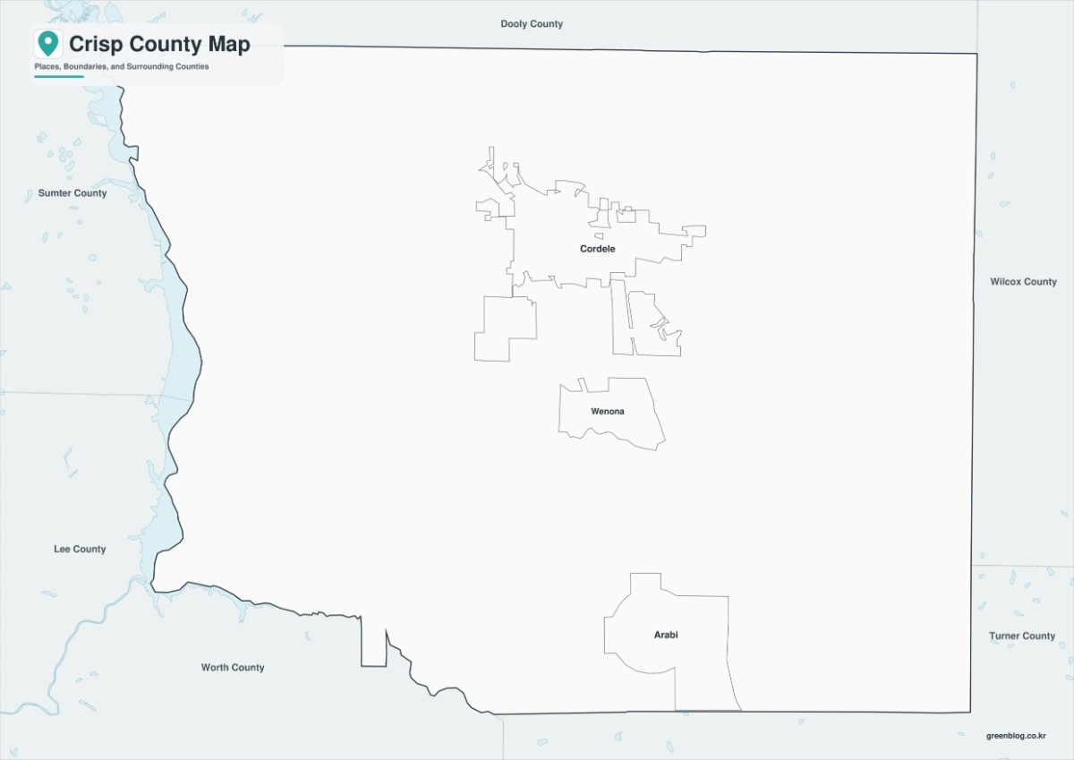 Crisp County map black and white version with adjacent counties
