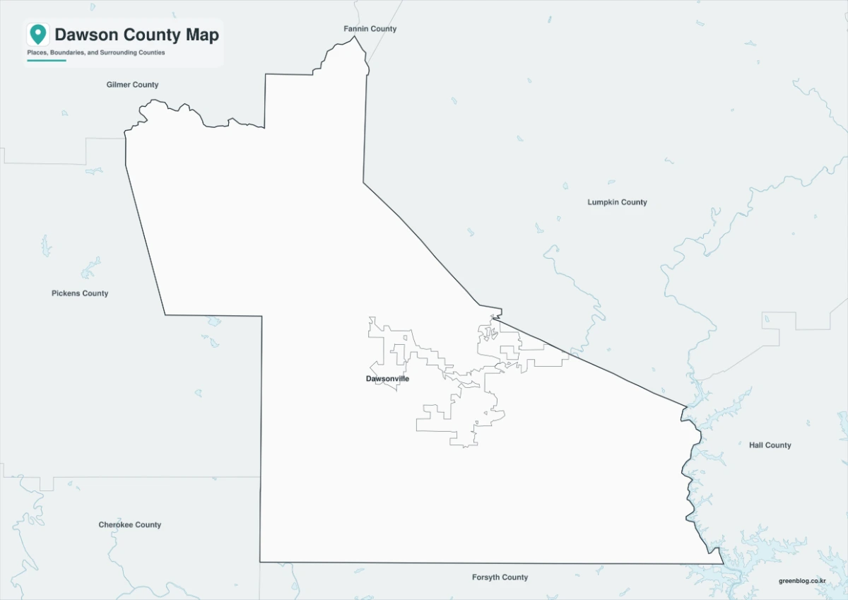 Dawson County map black and white version with adjacent counties
