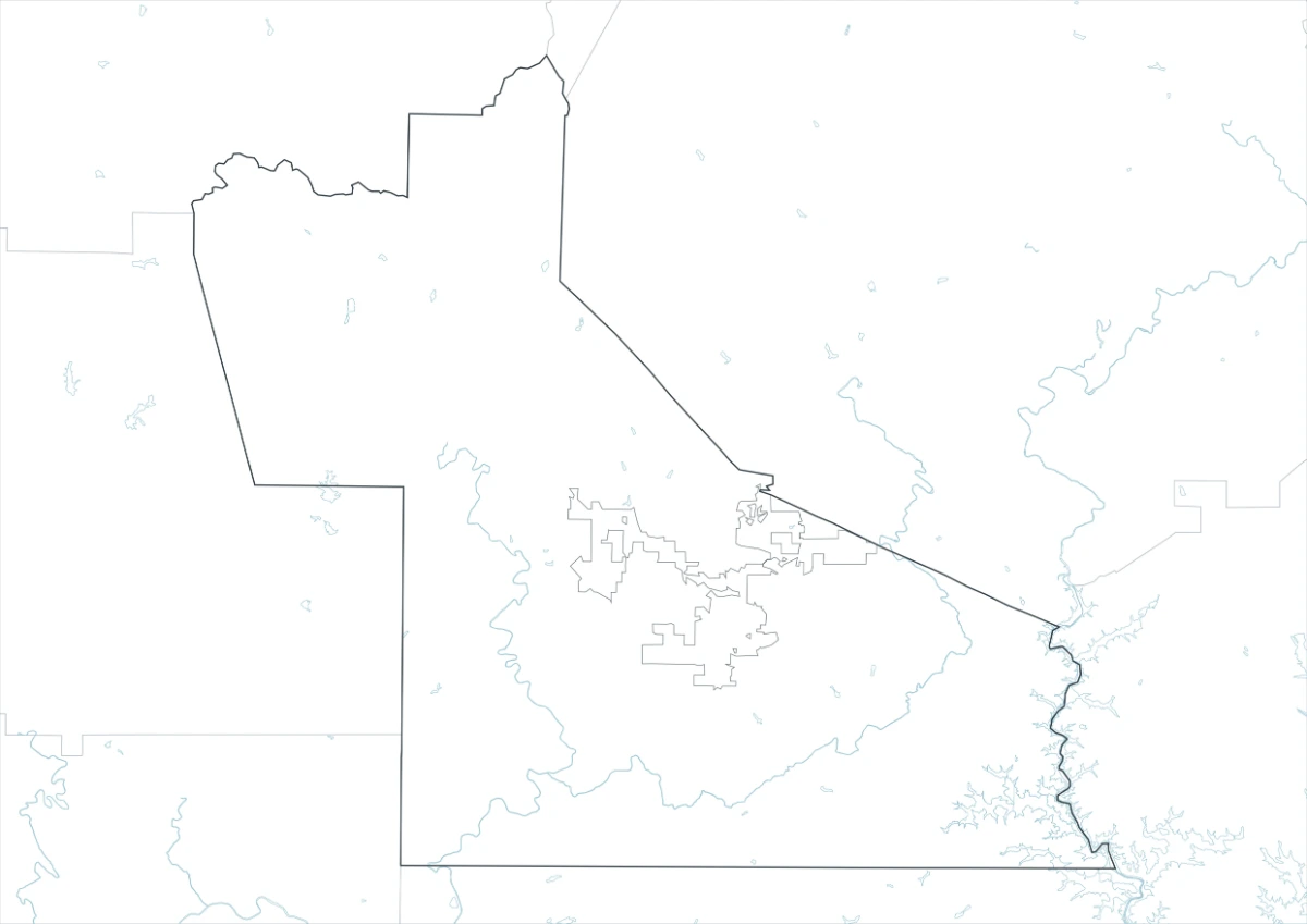 Dawson County map outline version with county and internal boundary lines