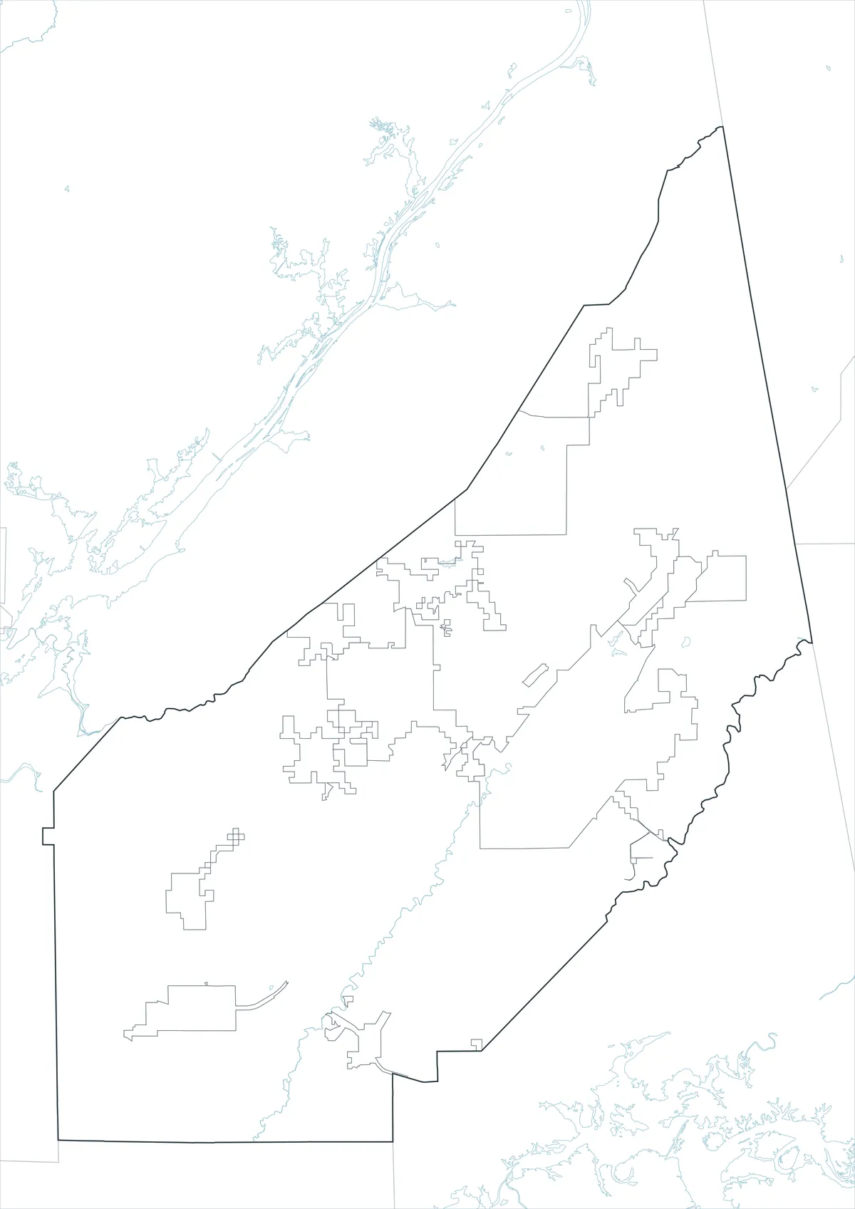 DeKalb County Map outline version without labels or color fills