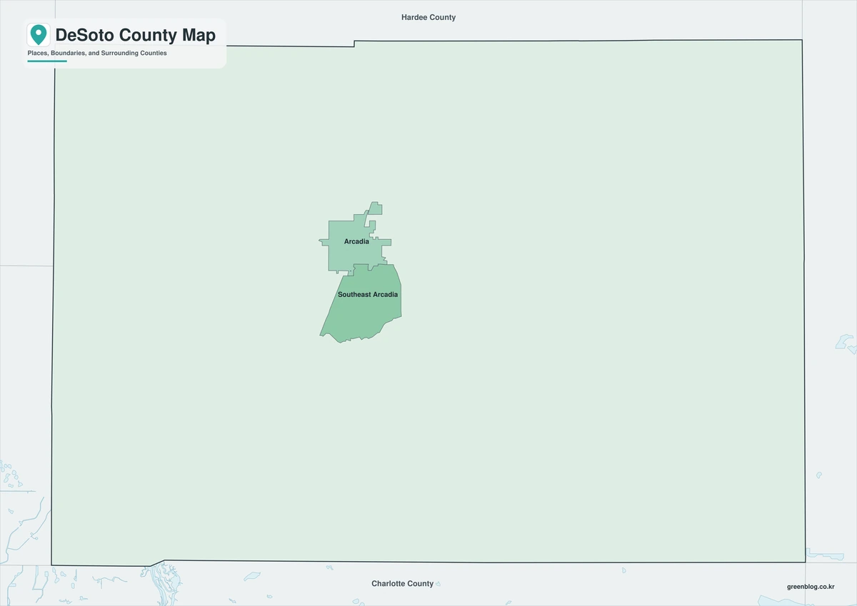 Color map of DeSoto County Florida and neighboring counties