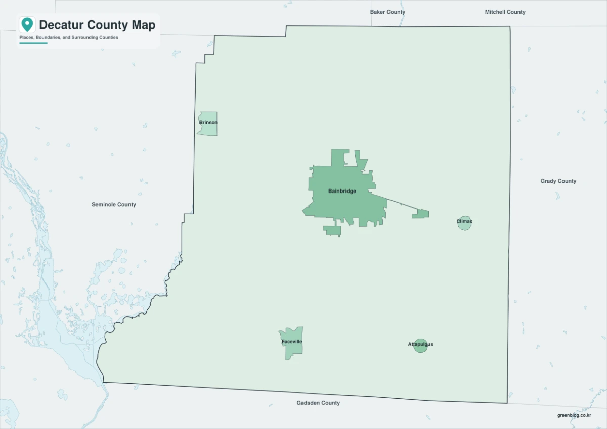 Decatur County map collection with color black and white and outline versions