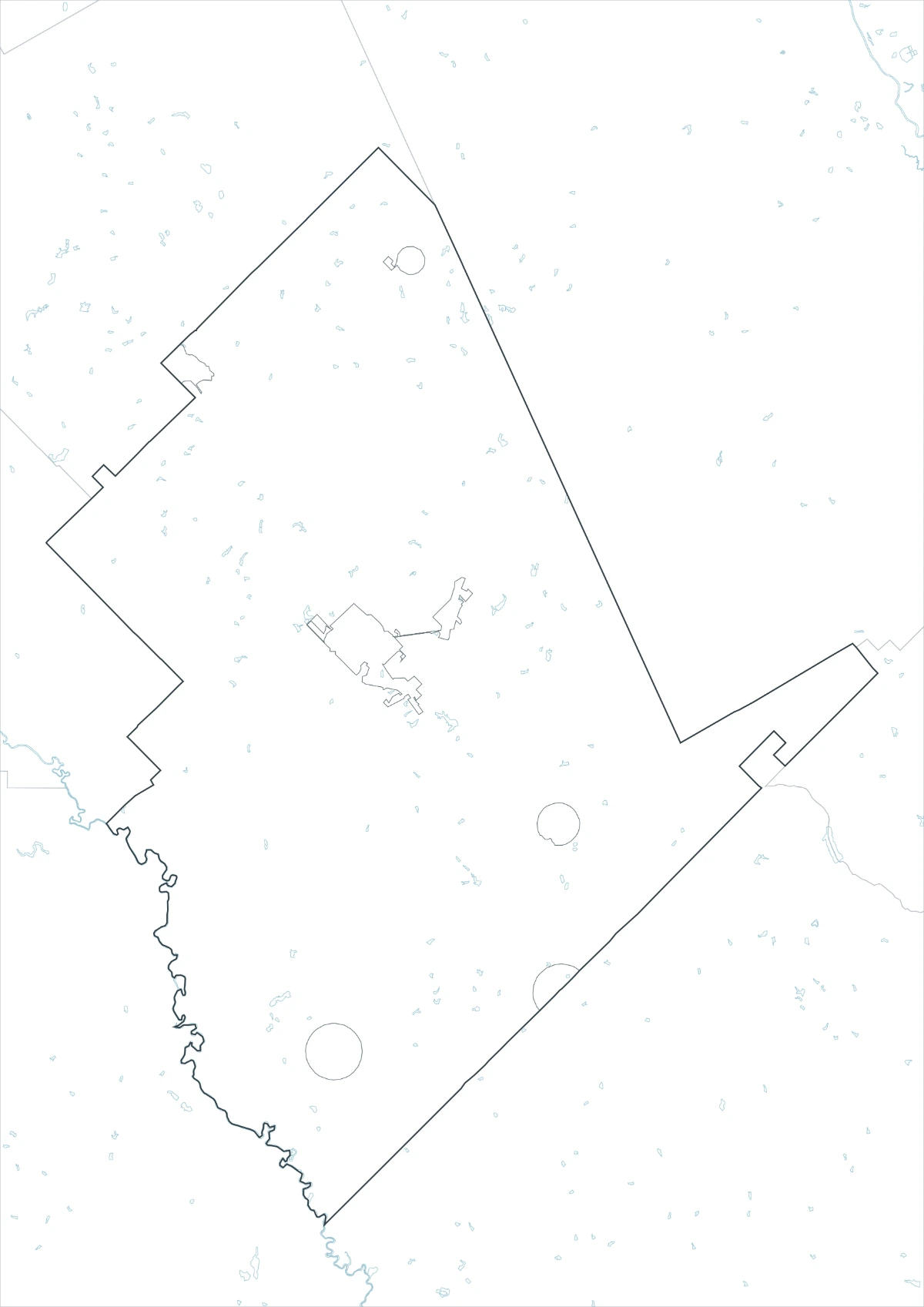 Dodge County outline map with county and internal boundary lines