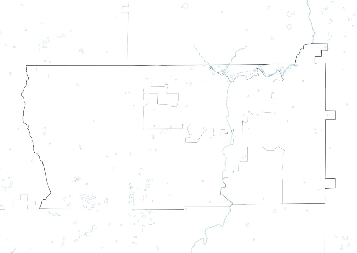 Dougherty County outline map with county and internal boundary lines