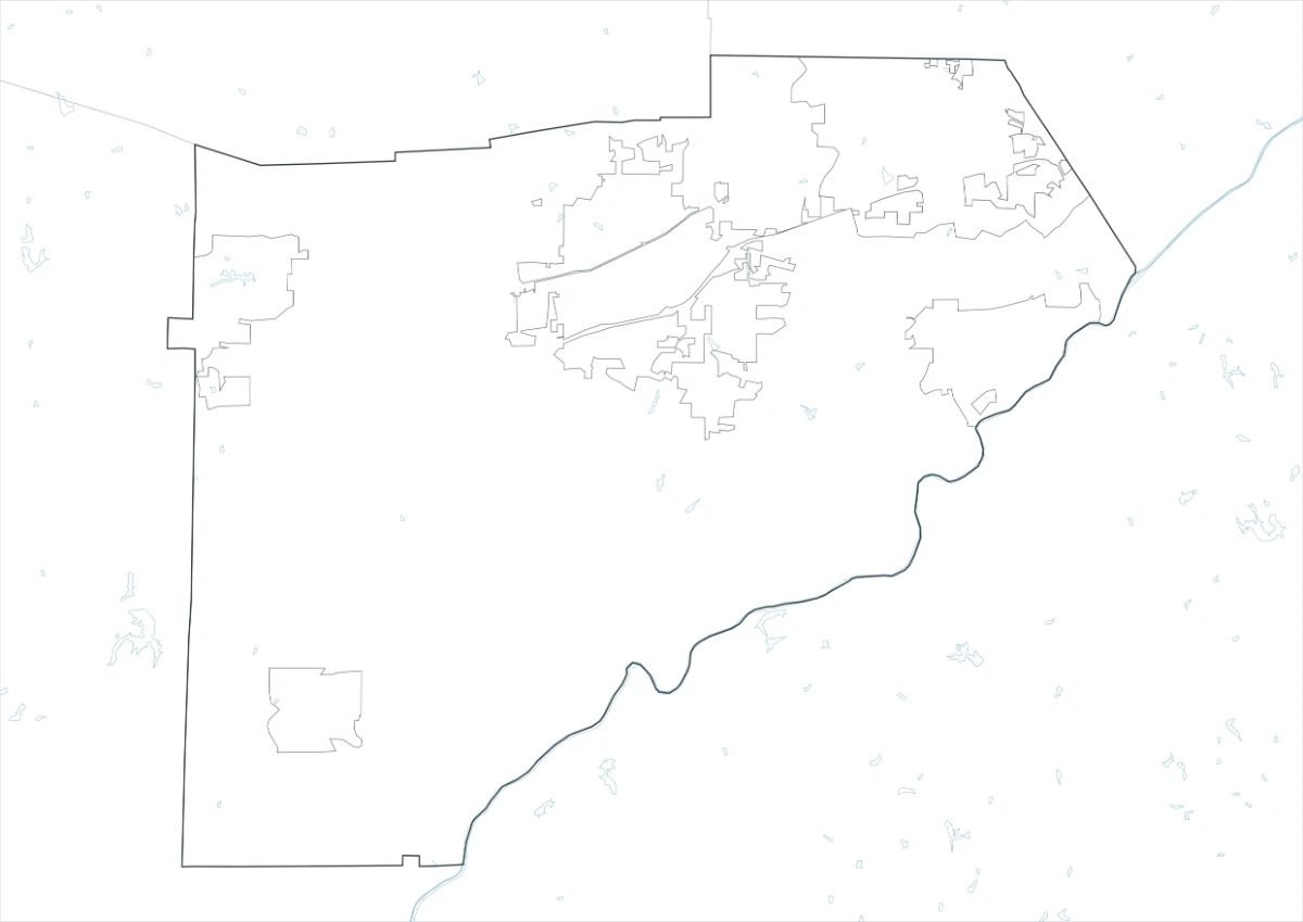Douglas County outline map with county and internal boundary lines