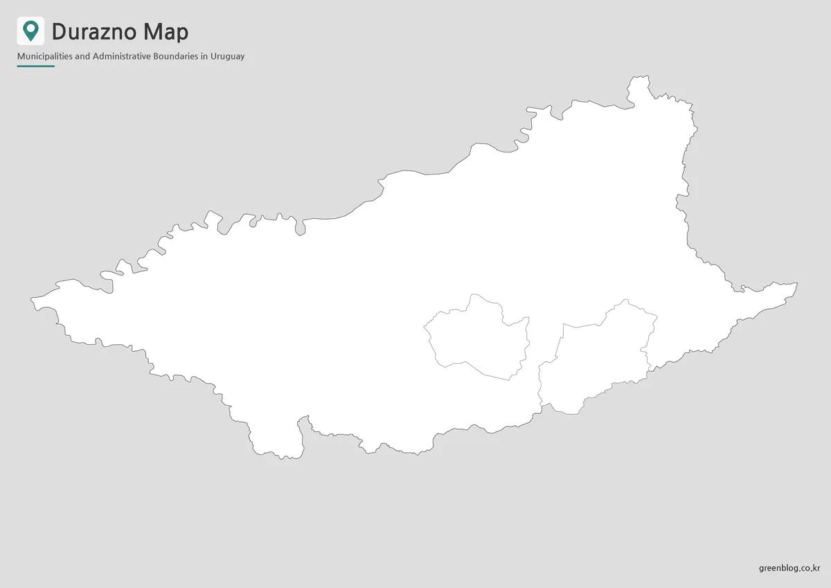 Durazno outline map with municipal boundaries for classroom and infographic projects