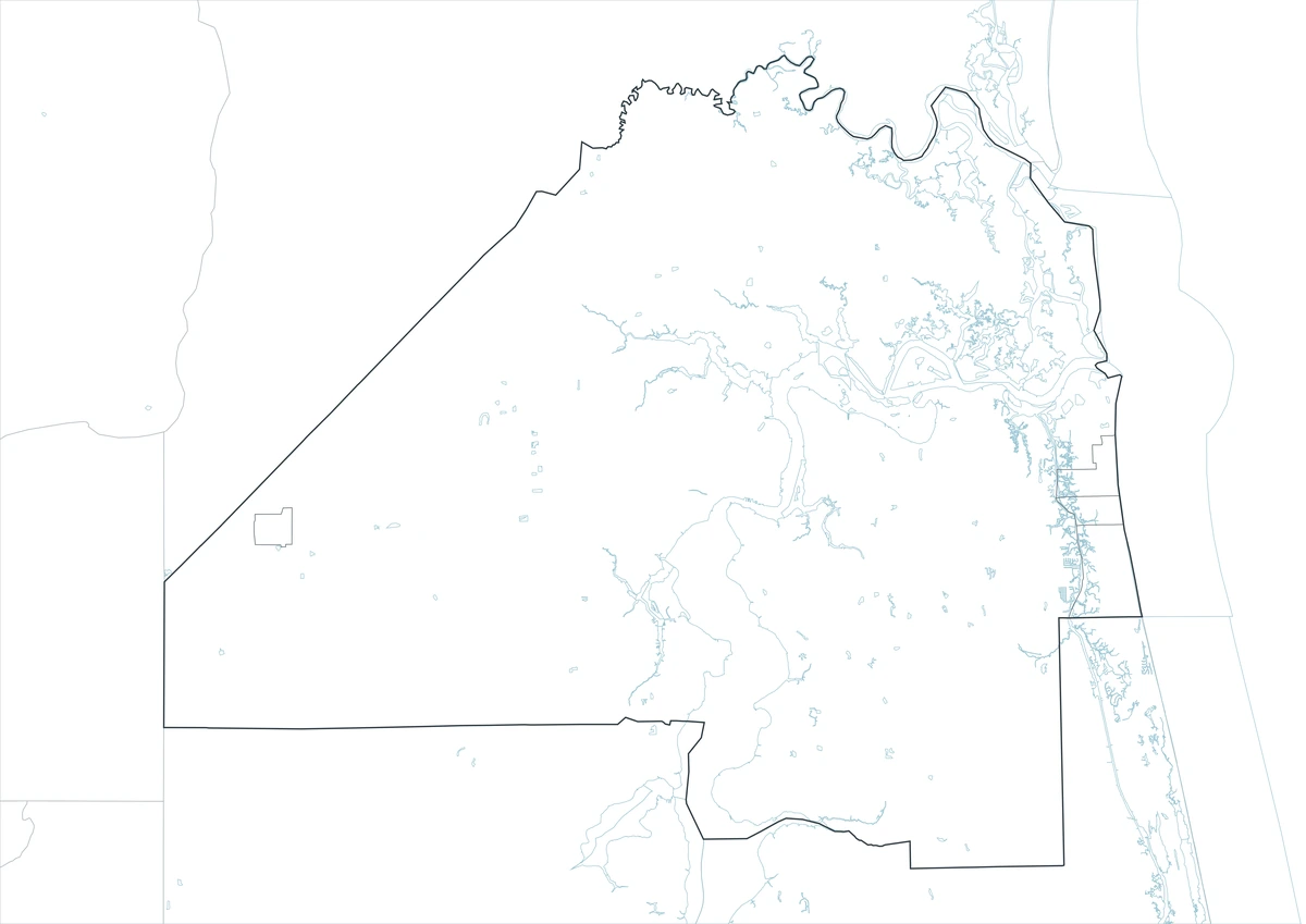 Blank outline map of Duval County Florida