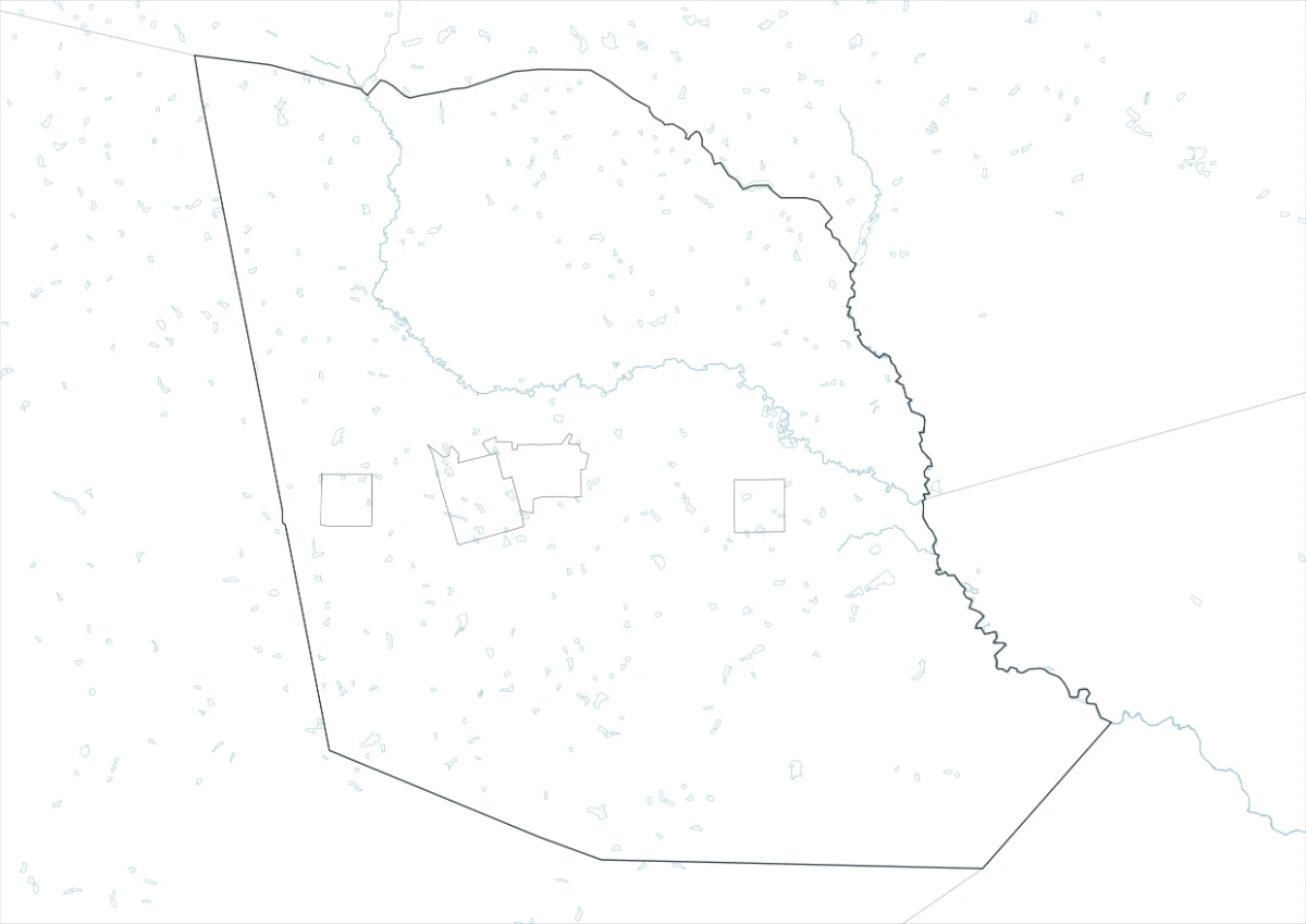 Evans County outline map with boundary lines and no labels