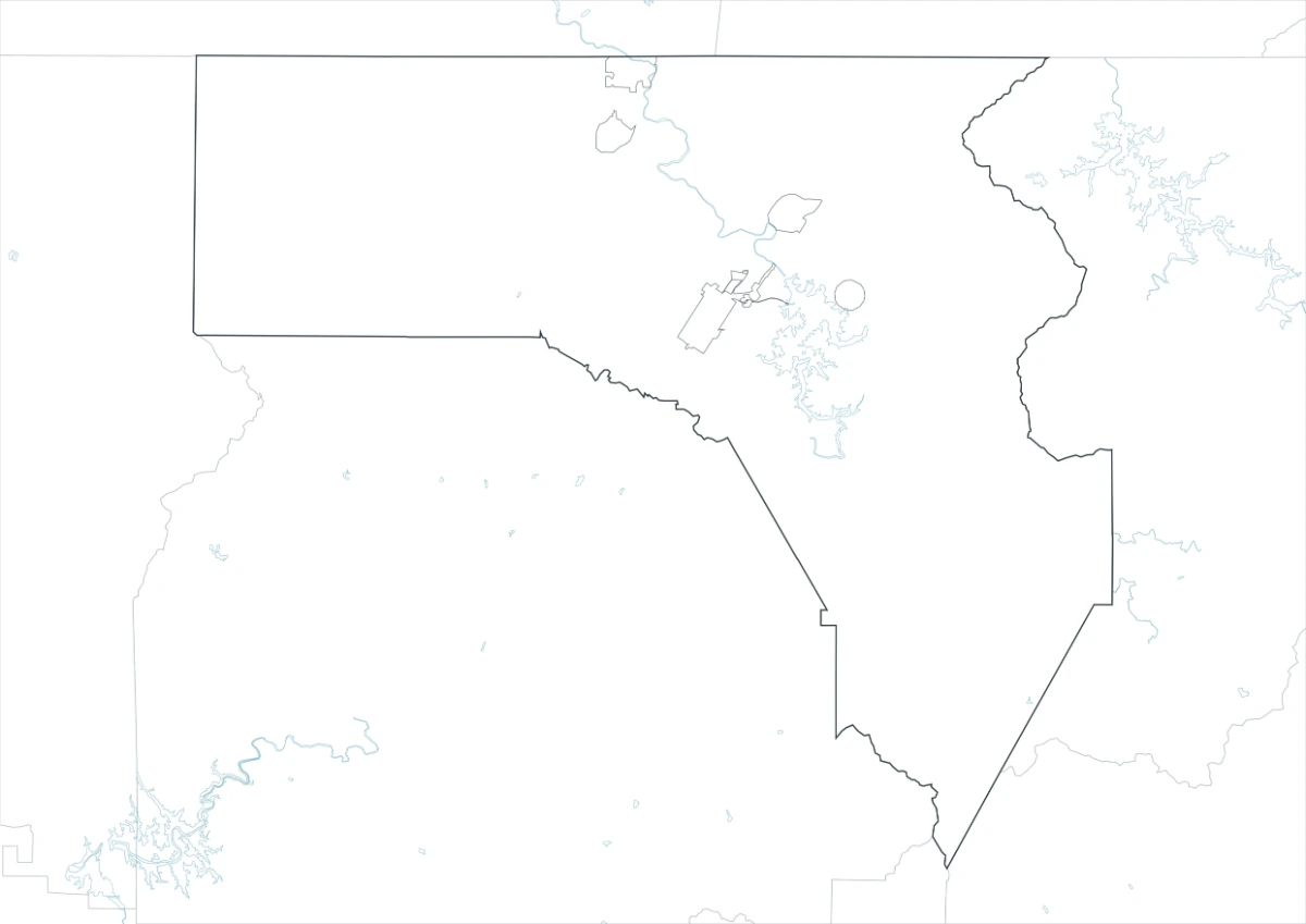 Fannin County outline map with boundary lines and no color fills