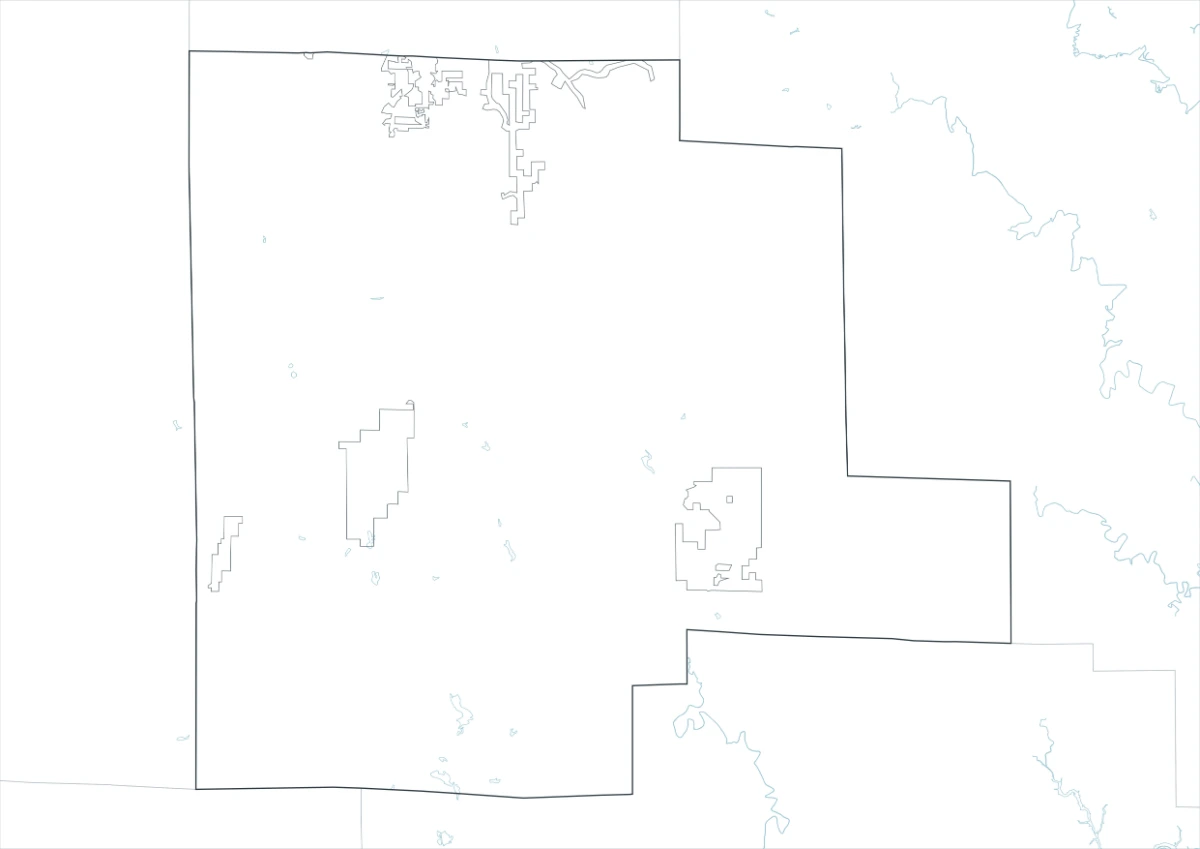 Fayette County outline map with boundary lines and no labels or color fills