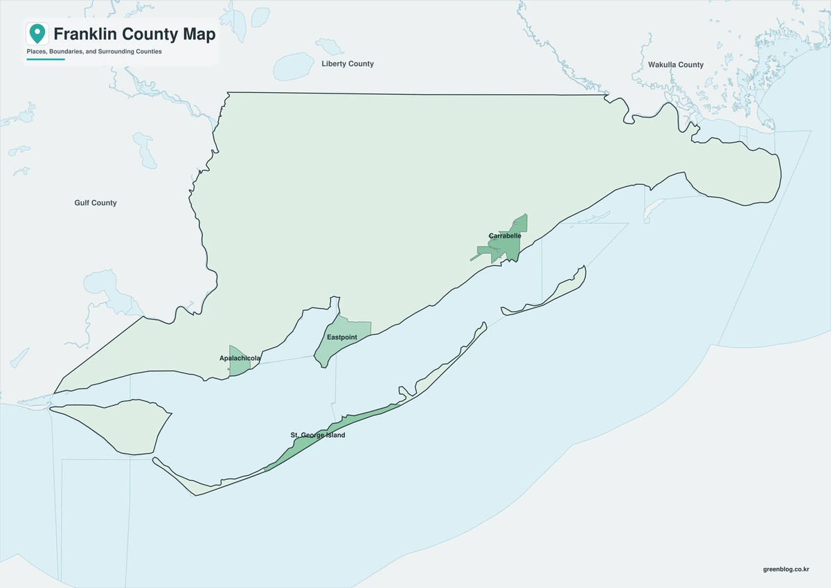 Franklin County Florida map with color black-and-white and outline versions