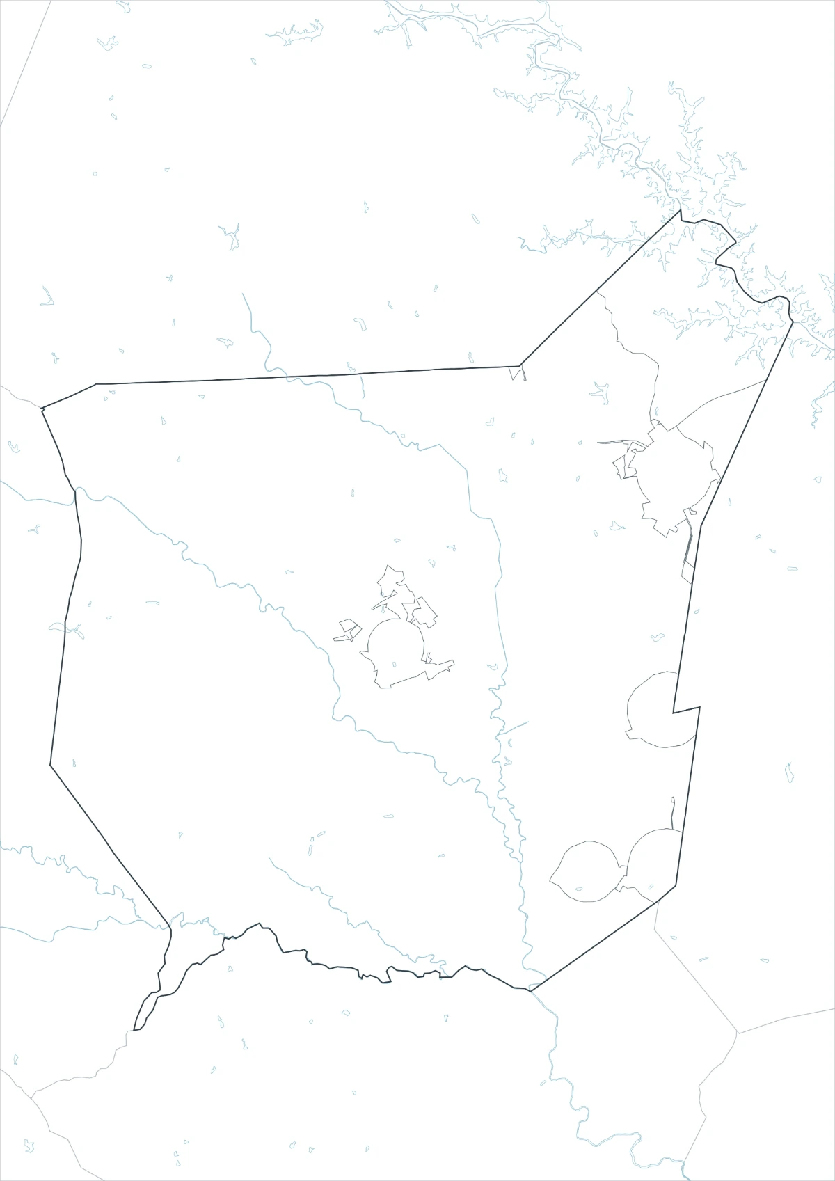 Franklin County outline map with boundary lines and no color fills