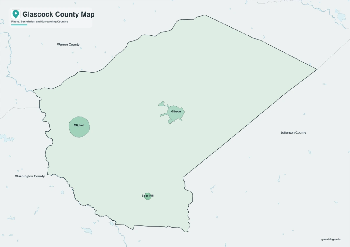 Color Glascock County Georgia map with surrounding counties separated